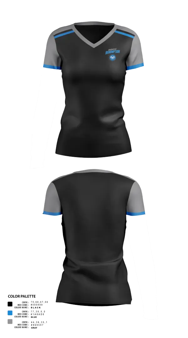 Womens Short Sleeve Vneck Shirt, Midwest Redemption, Spirit Store, Teamtime, Team time, sublimation, custom sports apparel, team uniforms, spirit wear, spiritwear, sports uniforms, custom shirts, team store, custom team store, fundraiser sports, apparel fundraiser