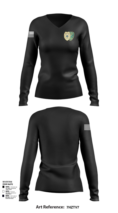 Corrections 37001548 Women's Long Sleeve V-neck Shirt - 101