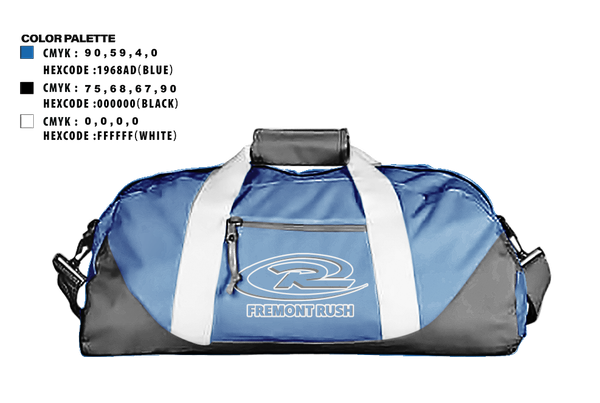 Duffle Bag, Fremont Rush Soccer Club, Men's Soccer, Teamtime, Team time, sublimation, custom sports apparel, team uniforms, spirit wear, spiritwear, sports uniforms, custom shirts, team store, custom team store, fundraiser sports, apparel fundraiser