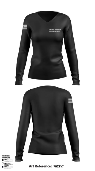 Womens Long Sleeve Vneck Shirt, Anderson University Police Department, Police, Teamtime, Team time, sublimation, custom sports apparel, team uniforms, spirit wear, spiritwear, sports uniforms, custom shirts, team store, custom team store, fundraiser sports, apparel fundraiser