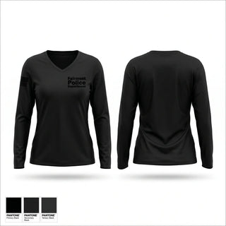 Womens Long Sleeve Vneck Shirt, Fairmont Police Department, Police, Teamtime, Team time, sublimation, custom sports apparel, team uniforms, spirit wear, spiritwear, sports uniforms, custom shirts, team store, custom team store, fundraiser sports, apparel fundraiser