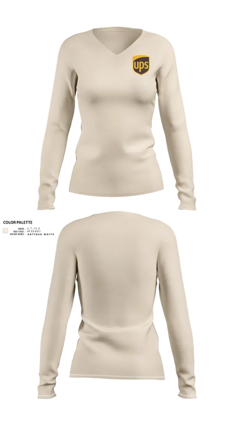 Womens Long Sleeve Vneck Shirt, UPS, , Teamtime, Team time, sublimation, custom sports apparel, team uniforms, spirit wear, spiritwear, sports uniforms, custom shirts, team store, custom team store, fundraiser sports, apparel fundraiser