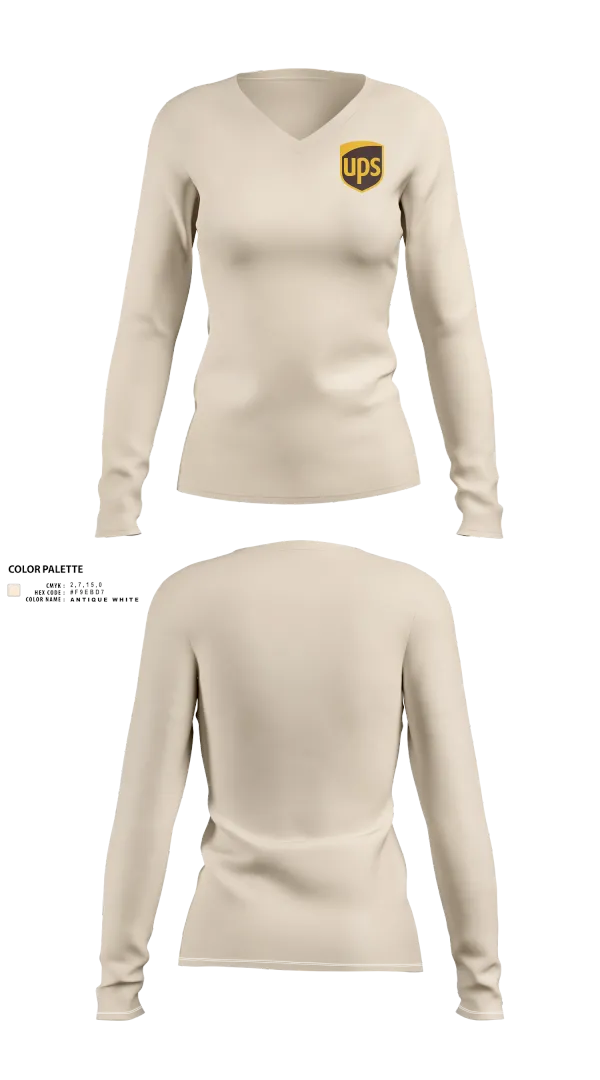 Womens Long Sleeve Vneck Shirt, UPS, , Teamtime, Team time, sublimation, custom sports apparel, team uniforms, spirit wear, spiritwear, sports uniforms, custom shirts, team store, custom team store, fundraiser sports, apparel fundraiser