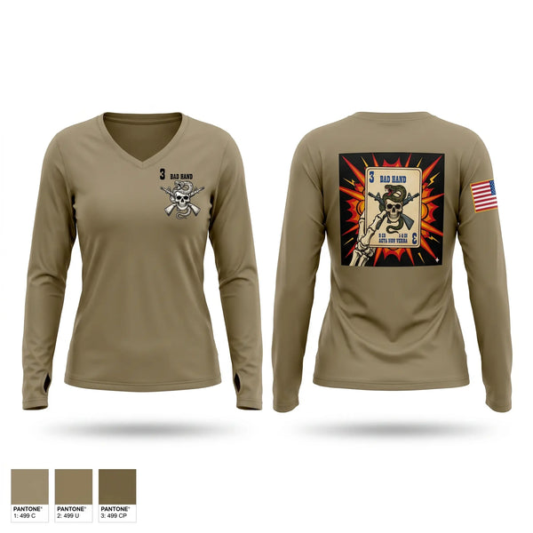 Womens Long Sleeve Vneck Shirt, Bad Hand, Army, Teamtime, Team time, sublimation, custom sports apparel, team uniforms, spirit wear, spiritwear, sports uniforms, custom shirts, team store, custom team store, fundraiser sports, apparel fundraiser