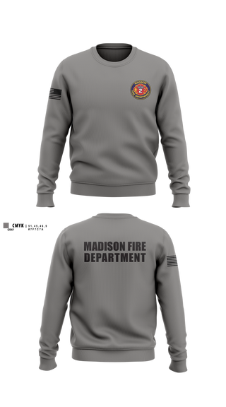Crew Neck Sweatshirt, Madison Fire Department, Fire Department, Teamtime, Team time, sublimation, custom sports apparel, team uniforms, spirit wear, spiritwear, sports uniforms, custom shirts, team store, custom team store, fundraiser sports, apparel fundraiser