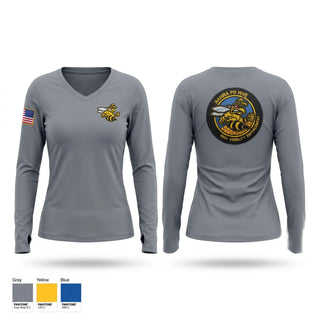 Womens Long Sleeve Vneck Shirt, Hahira Police Department, Police, Teamtime, Team time, sublimation, custom sports apparel, team uniforms, spirit wear, spiritwear, sports uniforms, custom shirts, team store, custom team store, fundraiser sports, apparel fundraiser