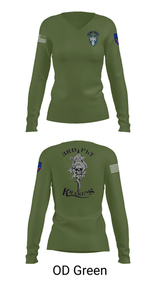 Womens Long Sleeve Vneck Shirt, , Army, Teamtime, Team time, sublimation, custom sports apparel, team uniforms, spirit wear, spiritwear, sports uniforms, custom shirts, team store, custom team store, fundraiser sports, apparel fundraiser