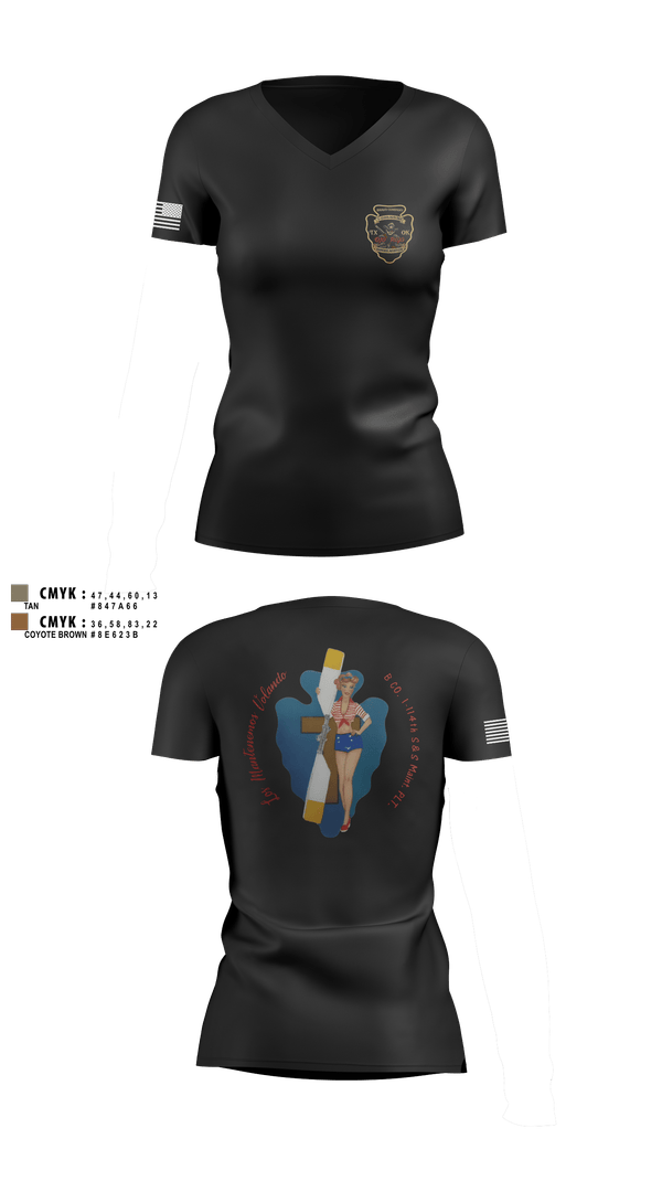 Womens Short Sleeve Vneck Shirt, B Co. 1/114th polo, Army, Teamtime, Team time, sublimation, custom sports apparel, team uniforms, spirit wear, spiritwear, sports uniforms, custom shirts, team store, custom team store, fundraiser sports, apparel fundraiser