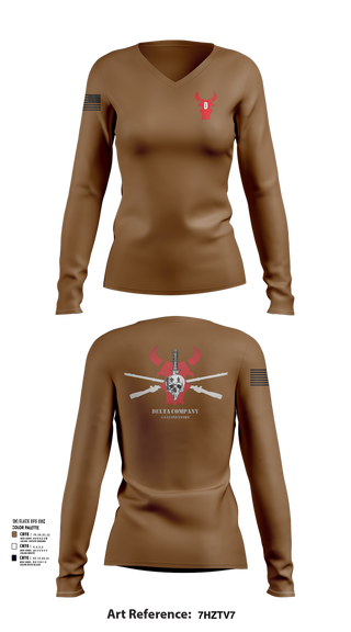 Womens Long Sleeve Vneck Shirt, D Co 1-133 IN, , Teamtime, Team time, sublimation, custom sports apparel, team uniforms, spirit wear, spiritwear, sports uniforms, custom shirts, team store, custom team store, fundraiser sports, apparel fundraiser