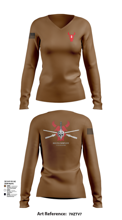 D Co 1-133 IN 71672506 Women's Long Sleeve V-neck Shirt - 11