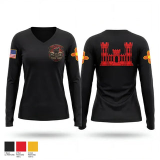 Womens Long Sleeve Vneck Shirt, 333rd Engineer Detachment, Army, Teamtime, Team time, sublimation, custom sports apparel, team uniforms, spirit wear, spiritwear, sports uniforms, custom shirts, team store, custom team store, fundraiser sports, apparel fundraiser