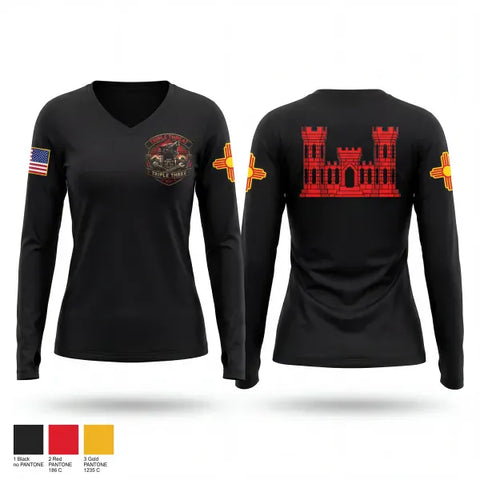 Womens Long Sleeve Vneck Shirt, 333rd Engineer Detachment, Army, Teamtime, Team time, sublimation, custom sports apparel, team uniforms, spirit wear, spiritwear, sports uniforms, custom shirts, team store, custom team store, fundraiser sports, apparel fundraiser