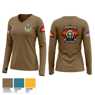 Womens Long Sleeve Vneck Shirt, Charlie Company 2-162, Army, Teamtime, Team time, sublimation, custom sports apparel, team uniforms, spirit wear, spiritwear, sports uniforms, custom shirts, team store, custom team store, fundraiser sports, apparel fundraiser