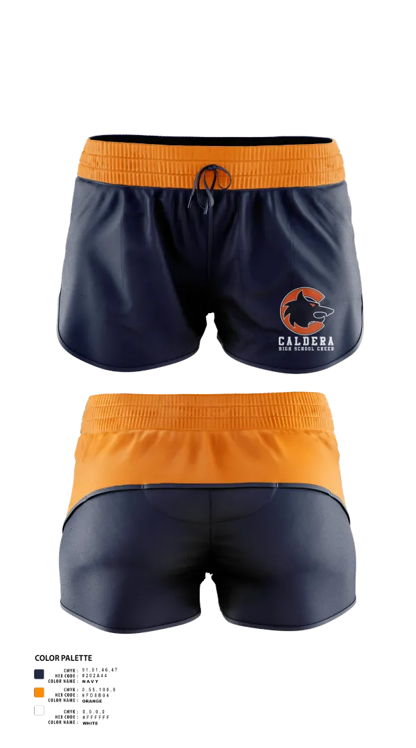 Womens Shorts, Caldera High School Cheer, Cheer, Teamtime, Team time, sublimation, custom sports apparel, team uniforms, spirit wear, spiritwear, sports uniforms, custom shirts, team store, custom team store, fundraiser sports, apparel fundraiser