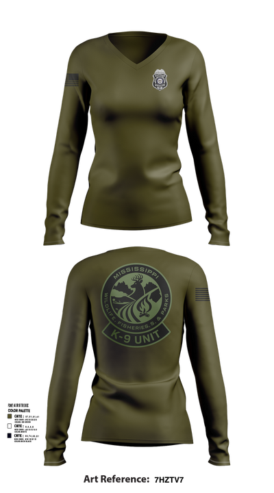 MDWFP K9 21939837 Women's Long Sleeve V-neck Shirt - 101