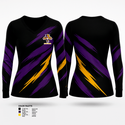 Womens Long Sleeve Vneck Shirt, Affton Cougars, Wrestling, Teamtime, Team time, sublimation, custom sports apparel, team uniforms, spirit wear, spiritwear, sports uniforms, custom shirts, team store, custom team store, fundraiser sports, apparel fundraiser