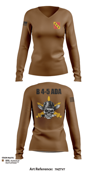 Womens Long Sleeve Vneck Shirt, B 4-5 ADA, Army, Teamtime, Team time, sublimation, custom sports apparel, team uniforms, spirit wear, spiritwear, sports uniforms, custom shirts, team store, custom team store, fundraiser sports, apparel fundraiser