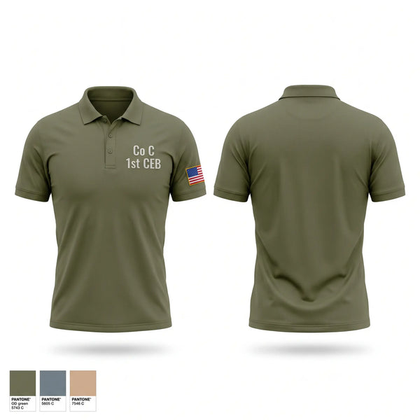 Short Sleeve Performance Polo, Co C, 1st CEB, Marines, Teamtime, Team time, sublimation, custom sports apparel, team uniforms, spirit wear, spiritwear, sports uniforms, custom shirts, team store, custom team store, fundraiser sports, apparel fundraiser