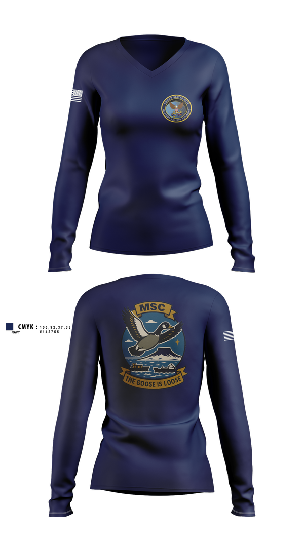 Womens Long Sleeve Vneck Shirt, MSCLANT, Navy, Teamtime, Team time, sublimation, custom sports apparel, team uniforms, spirit wear, spiritwear, sports uniforms, custom shirts, team store, custom team store, fundraiser sports, apparel fundraiser