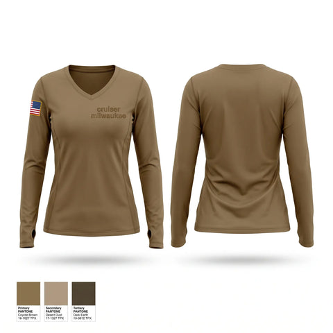 Womens Long Sleeve Vneck Shirt, cruiser milwaukee, Navy, Teamtime, Team time, sublimation, custom sports apparel, team uniforms, spirit wear, spiritwear, sports uniforms, custom shirts, team store, custom team store, fundraiser sports, apparel fundraiser