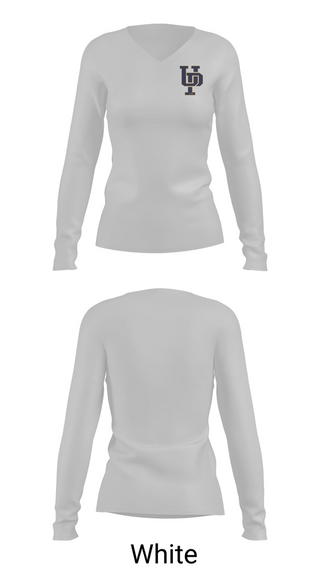 Womens Long Sleeve Vneck Shirt, Upper perk tribe, Cheer, Teamtime, Team time, sublimation, custom sports apparel, team uniforms, spirit wear, spiritwear, sports uniforms, custom shirts, team store, custom team store, fundraiser sports, apparel fundraiser