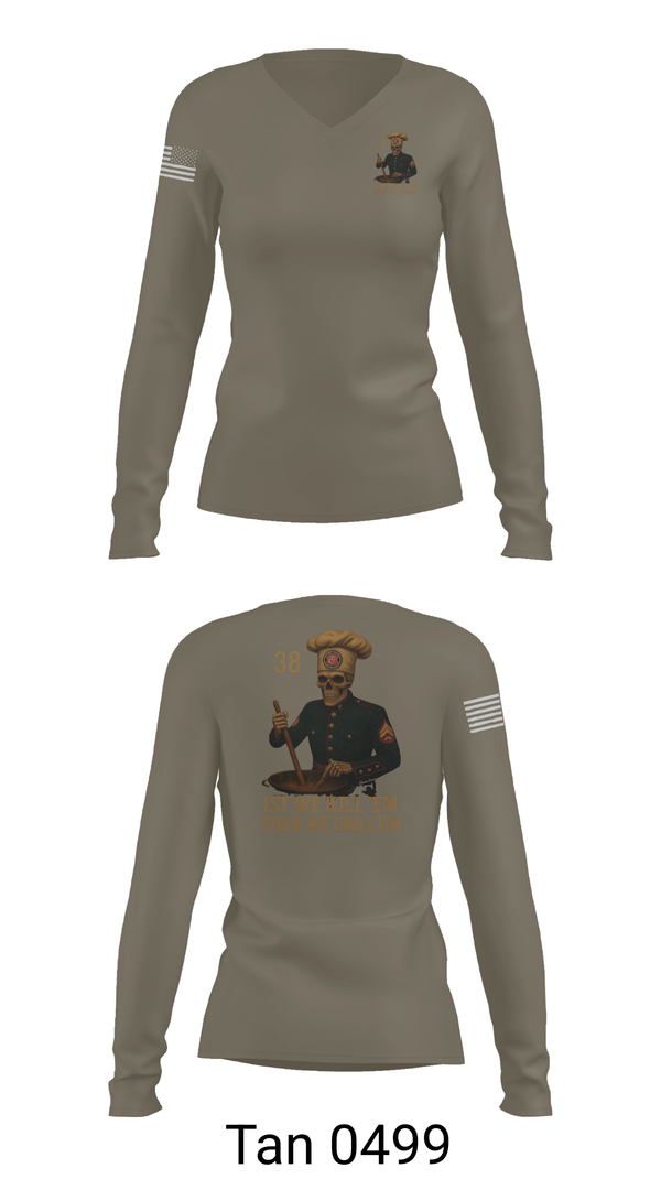 Womens Long Sleeve Vneck Shirt, 1/1, Marines, Teamtime, Team time, sublimation, custom sports apparel, team uniforms, spirit wear, spiritwear, sports uniforms, custom shirts, team store, custom team store, fundraiser sports, apparel fundraiser