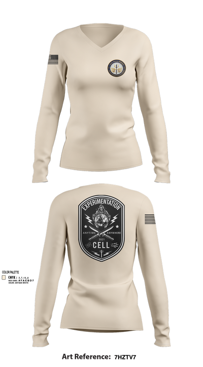 TCC-1 experimentation 62781886 Women's Long Sleeve V-neck Shirt - 101