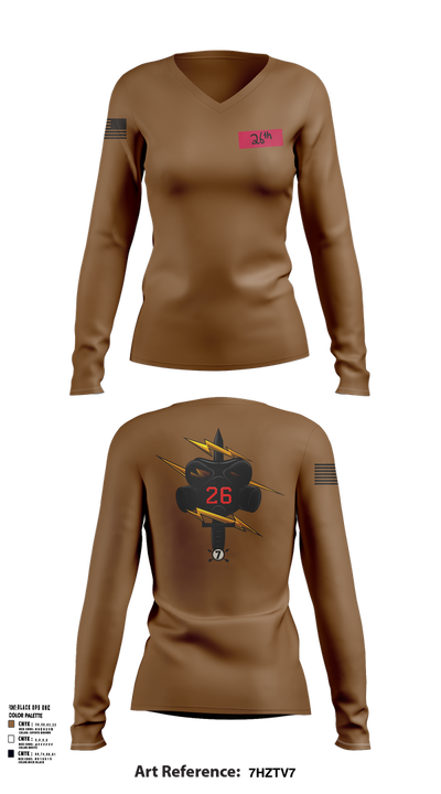 26th CM Co 80721197 Women's Long Sleeve V-neck Shirt - 106