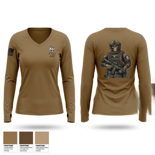 Womens Long Sleeve Vneck Shirt, Ammunition Supply Point, National Guard, Teamtime, Team time, sublimation, custom sports apparel, team uniforms, spirit wear, spiritwear, sports uniforms, custom shirts, team store, custom team store, fundraiser sports, apparel fundraiser