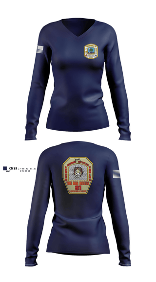 Womens Long Sleeve Vneck Shirt, , Fire Department, Teamtime, Team time, sublimation, custom sports apparel, team uniforms, spirit wear, spiritwear, sports uniforms, custom shirts, team store, custom team store, fundraiser sports, apparel fundraiser
