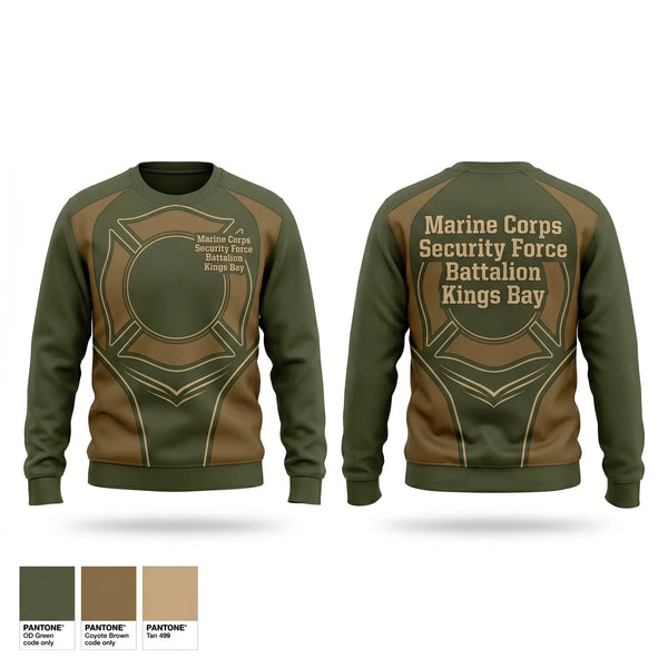 Crew Neck Sweatshirt, Marine Corps Security Force Battalion Kings Bay, Marines, Teamtime, Team time, sublimation, custom sports apparel, team uniforms, spirit wear, spiritwear, sports uniforms, custom shirts, team store, custom team store, fundraiser sports, apparel fundraiser