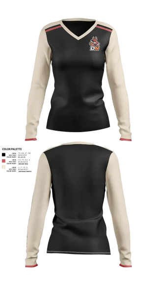 Womens Long Sleeve Vneck Shirt, Demon Nation, Women's Basketball, Teamtime, Team time, sublimation, custom sports apparel, team uniforms, spirit wear, spiritwear, sports uniforms, custom shirts, team store, custom team store, fundraiser sports, apparel fundraiser