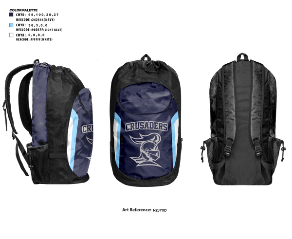Gear Bag, Crusaders, Women's Basketball, Teamtime, Team time, sublimation, custom sports apparel, team uniforms, spirit wear, spiritwear, sports uniforms, custom shirts, team store, custom team store, fundraiser sports, apparel fundraiser