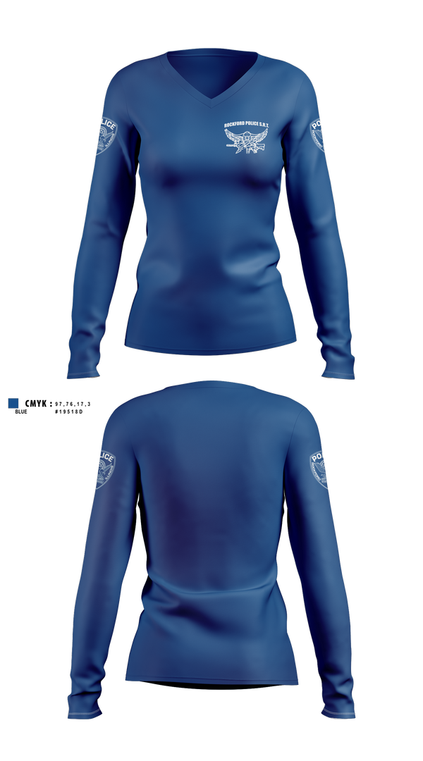 Womens Long Sleeve Vneck Shirt, Rockford Police S.R.T., Police, Teamtime, Team time, sublimation, custom sports apparel, team uniforms, spirit wear, spiritwear, sports uniforms, custom shirts, team store, custom team store, fundraiser sports, apparel fundraiser