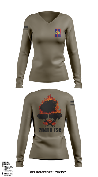 Womens Long Sleeve Vneck Shirt, 204thFSC, National Guard, Teamtime, Team time, sublimation, custom sports apparel, team uniforms, spirit wear, spiritwear, sports uniforms, custom shirts, team store, custom team store, fundraiser sports, apparel fundraiser