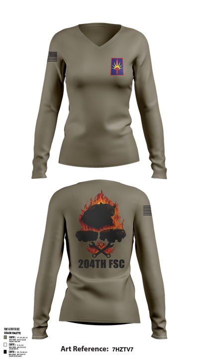204thFSC 28842654 Women's Long Sleeve V-neck Shirt - 1