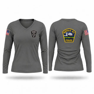 Womens Long Sleeve Vneck Shirt, Central Booking, Police, Teamtime, Team time, sublimation, custom sports apparel, team uniforms, spirit wear, spiritwear, sports uniforms, custom shirts, team store, custom team store, fundraiser sports, apparel fundraiser
