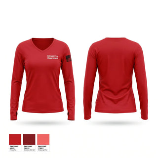Womens Long Sleeve Vneck Shirt, Ericson Fire Department, Fire Department, Teamtime, Team time, sublimation, custom sports apparel, team uniforms, spirit wear, spiritwear, sports uniforms, custom shirts, team store, custom team store, fundraiser sports, apparel fundraiser