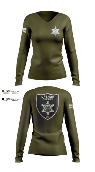 Womens Long Sleeve Vneck Shirt, Upshur County Sheriff’s Office, Police, Teamtime, Team time, sublimation, custom sports apparel, team uniforms, spirit wear, spiritwear, sports uniforms, custom shirts, team store, custom team store, fundraiser sports, apparel fundraiser