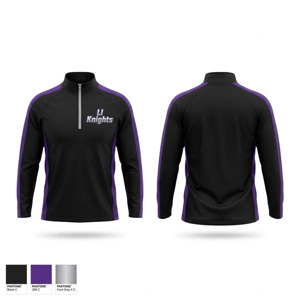 Quarter Zip Jacket, LI Knights, Women's Volleyball, Teamtime, Team time, sublimation, custom sports apparel, team uniforms, spirit wear, spiritwear, sports uniforms, custom shirts, team store, custom team store, fundraiser sports, apparel fundraiser