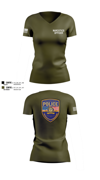 Philadelphia police narcotics 89057039 Women's Short Sleeve V-neck Shirt - 101