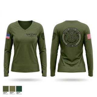 Womens Long Sleeve Vneck Shirt, Drone Unit, Police, Teamtime, Team time, sublimation, custom sports apparel, team uniforms, spirit wear, spiritwear, sports uniforms, custom shirts, team store, custom team store, fundraiser sports, apparel fundraiser