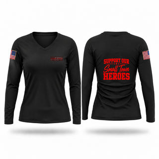 Womens Long Sleeve Vneck Shirt, Terlton Volunteer Fire Department, Fire Department, Teamtime, Team time, sublimation, custom sports apparel, team uniforms, spirit wear, spiritwear, sports uniforms, custom shirts, team store, custom team store, fundraiser sports, apparel fundraiser