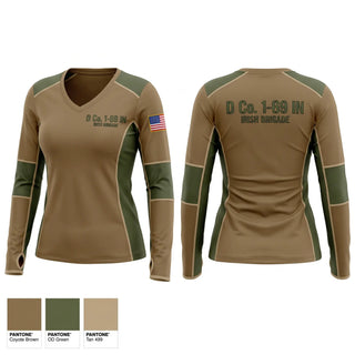 Womens Long Sleeve Vneck Shirt, D Co 1-69 IN, National Guard, Teamtime, Team time, sublimation, custom sports apparel, team uniforms, spirit wear, spiritwear, sports uniforms, custom shirts, team store, custom team store, fundraiser sports, apparel fundraiser