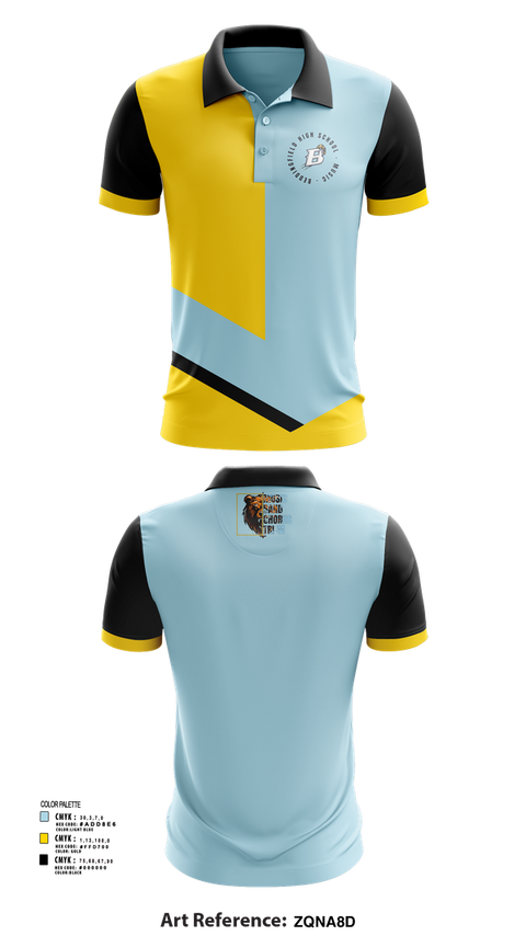 Short Sleeve Performance Polo, Beddingfield High School Music, Spirit Store, Teamtime, Team time, sublimation, custom sports apparel, team uniforms, spirit wear, spiritwear, sports uniforms, custom shirts, team store, custom team store, fundraiser sports, apparel fundraiser