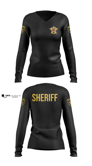 Womens Long Sleeve Vneck Shirt, San Jacinto County Sheriff's Office, Police, Teamtime, Team time, sublimation, custom sports apparel, team uniforms, spirit wear, spiritwear, sports uniforms, custom shirts, team store, custom team store, fundraiser sports, apparel fundraiser
