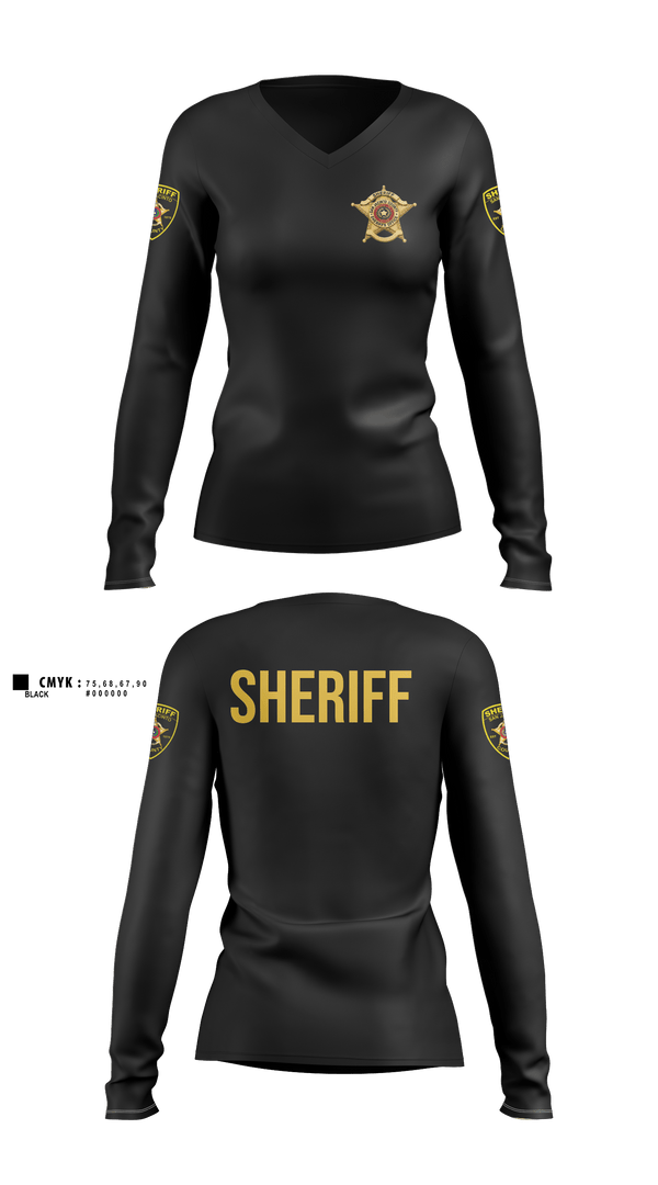Womens Long Sleeve Vneck Shirt, San Jacinto County Sheriff's Office, Police, Teamtime, Team time, sublimation, custom sports apparel, team uniforms, spirit wear, spiritwear, sports uniforms, custom shirts, team store, custom team store, fundraiser sports, apparel fundraiser