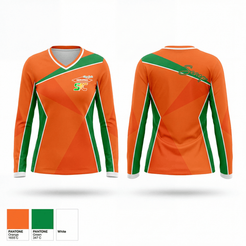 Womens Long Sleeve Vneck Shirt, Servpro Team Levin, , Teamtime, Team time, sublimation, custom sports apparel, team uniforms, spirit wear, spiritwear, sports uniforms, custom shirts, team store, custom team store, fundraiser sports, apparel fundraiser