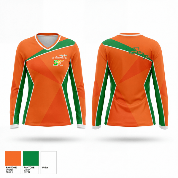 Womens Long Sleeve Vneck Shirt, Servpro Team Levin, , Teamtime, Team time, sublimation, custom sports apparel, team uniforms, spirit wear, spiritwear, sports uniforms, custom shirts, team store, custom team store, fundraiser sports, apparel fundraiser