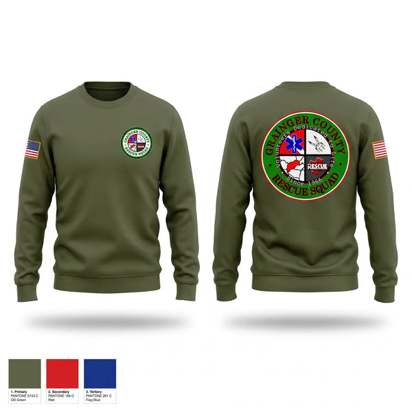 Crew Neck Sweatshirt, Grainger County Rescue Squad, EMS/EMT, Teamtime, Team time, sublimation, custom sports apparel, team uniforms, spirit wear, spiritwear, sports uniforms, custom shirts, team store, custom team store, fundraiser sports, apparel fundraiser